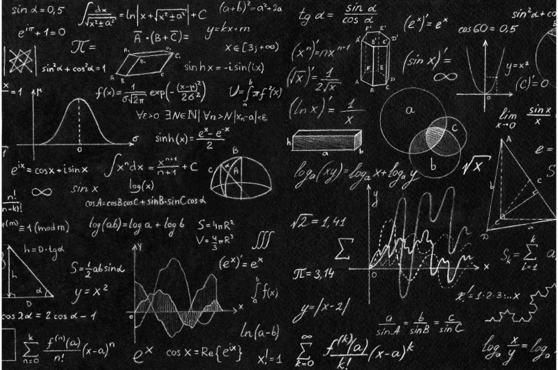 chalkboard with equations written on it 