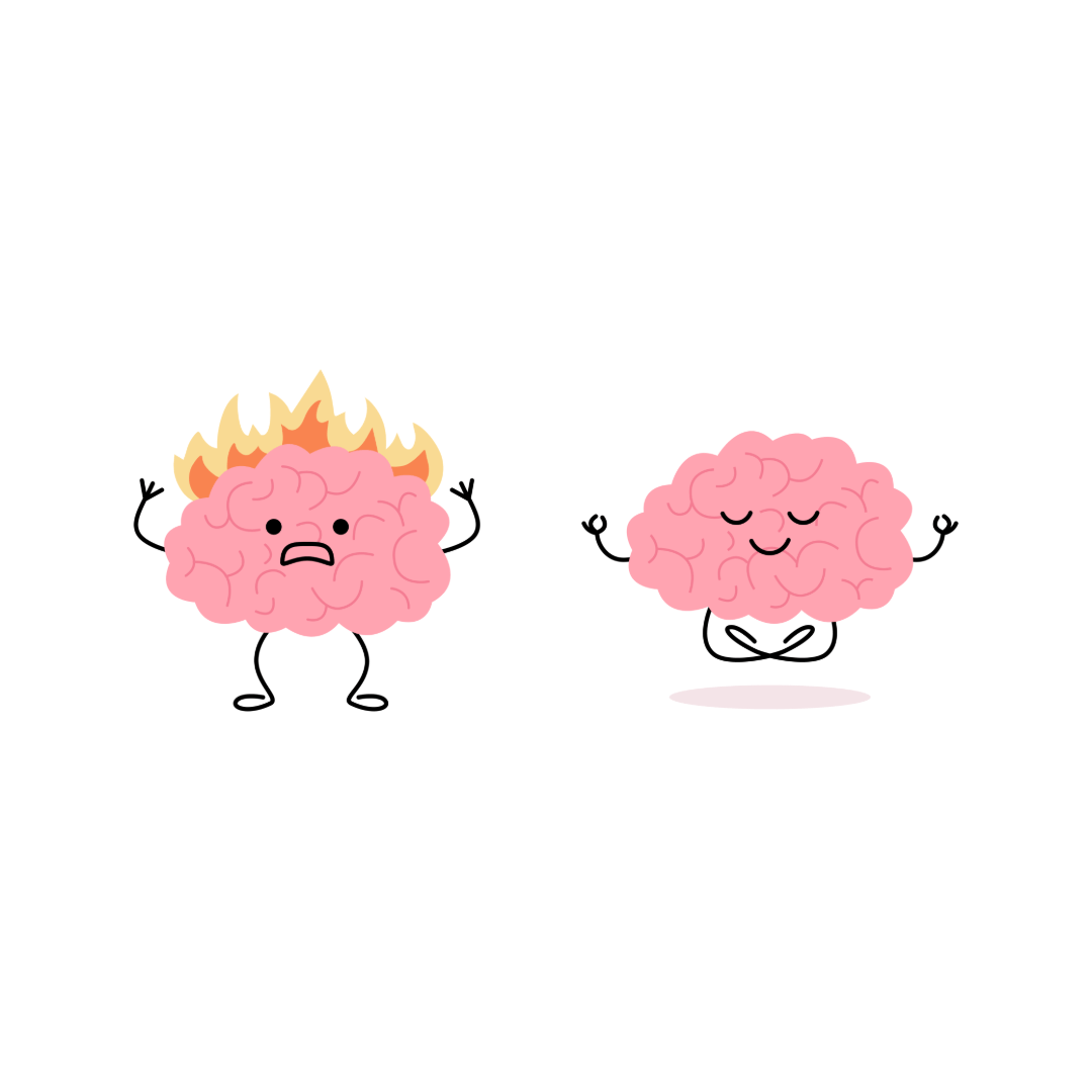 One brain on fire and one meditating 