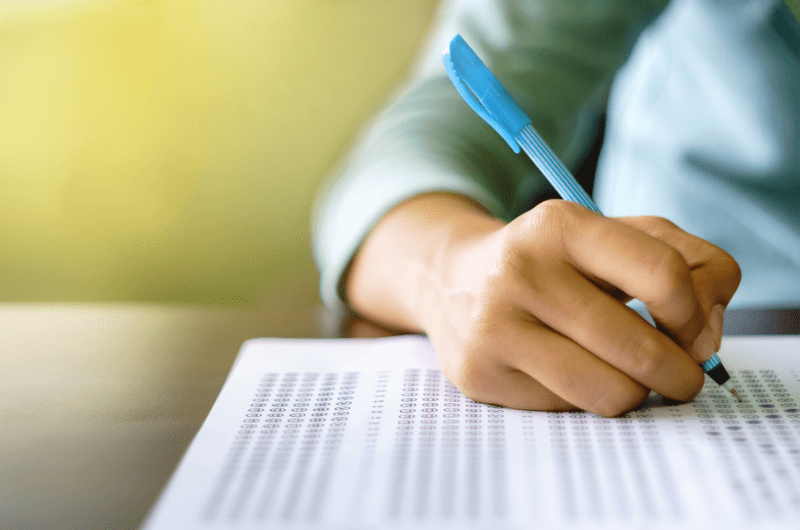 Arm of person taking a test