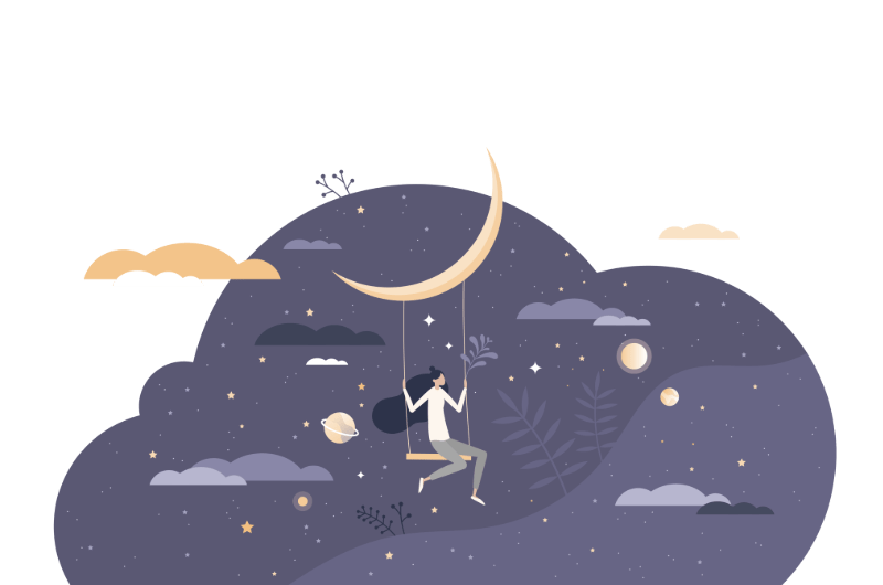 Girl on Swing in Cloud Decorative Image